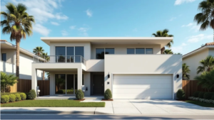 Outdoor CCTV security cameras protecting a modern Juno Beach home in Palm Beach County