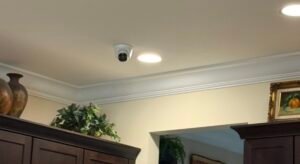 Indoor CCTV security camera monitoring a modern Palm Beach Gardens home