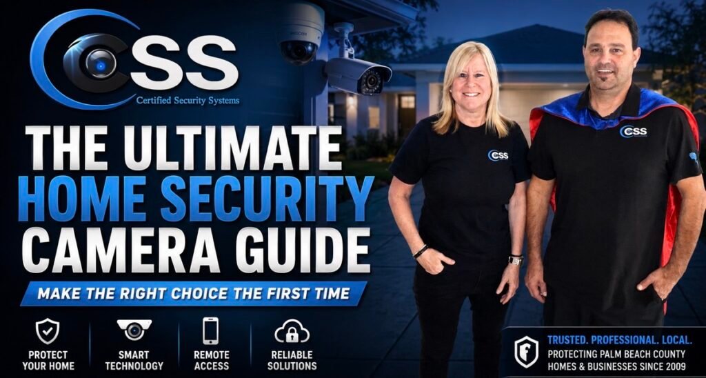Complete home security camera system with outdoor cameras, mobile monitoring, and smart home integration protecting a residential property