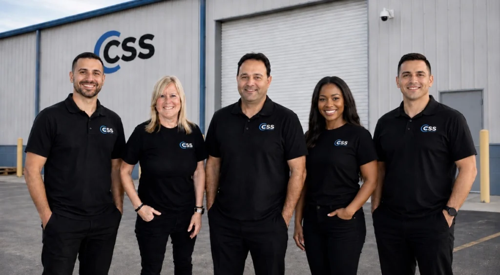 Certified Security Systems team standing outside their Palm Beach County security company office