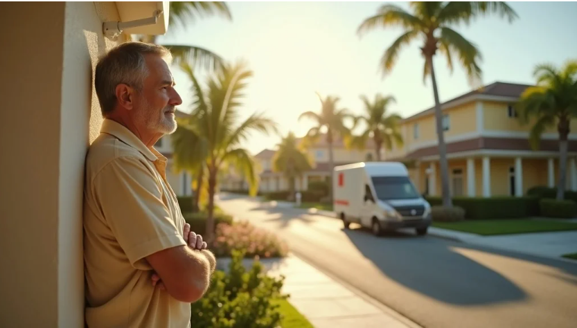Professional CCTV security camera protecting a luxury Palm Beach Florida home with HD video surveillance and remote monitoring