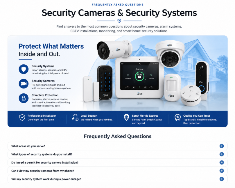 Security cameras and alarm systems for South Florida homes and businesses