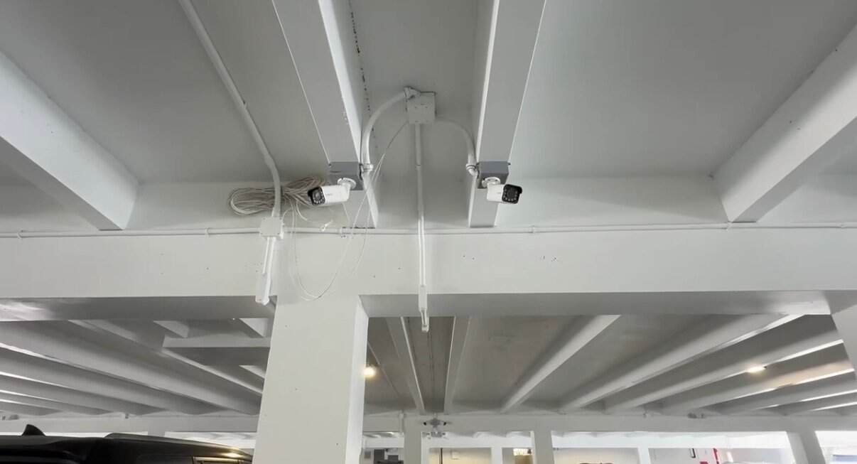 Security camera installed in a West Palm Beach condo parking garage by Certified Security Systems