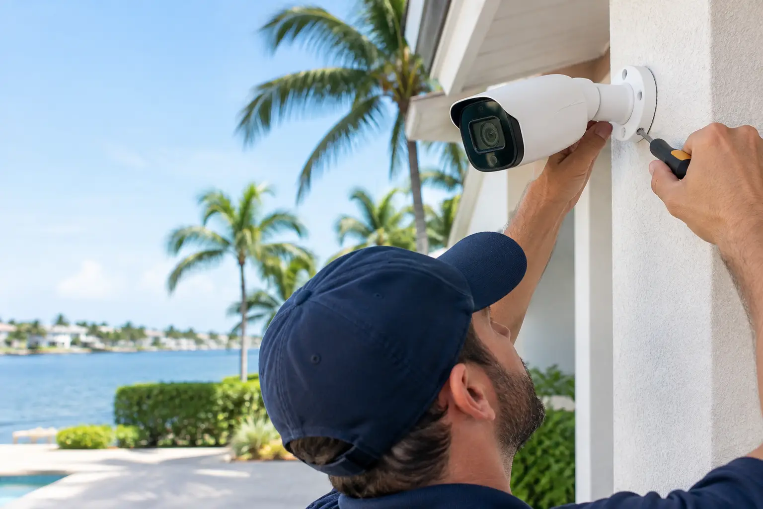 Security camera installation Palm Beach County professional outdoor camera placement
